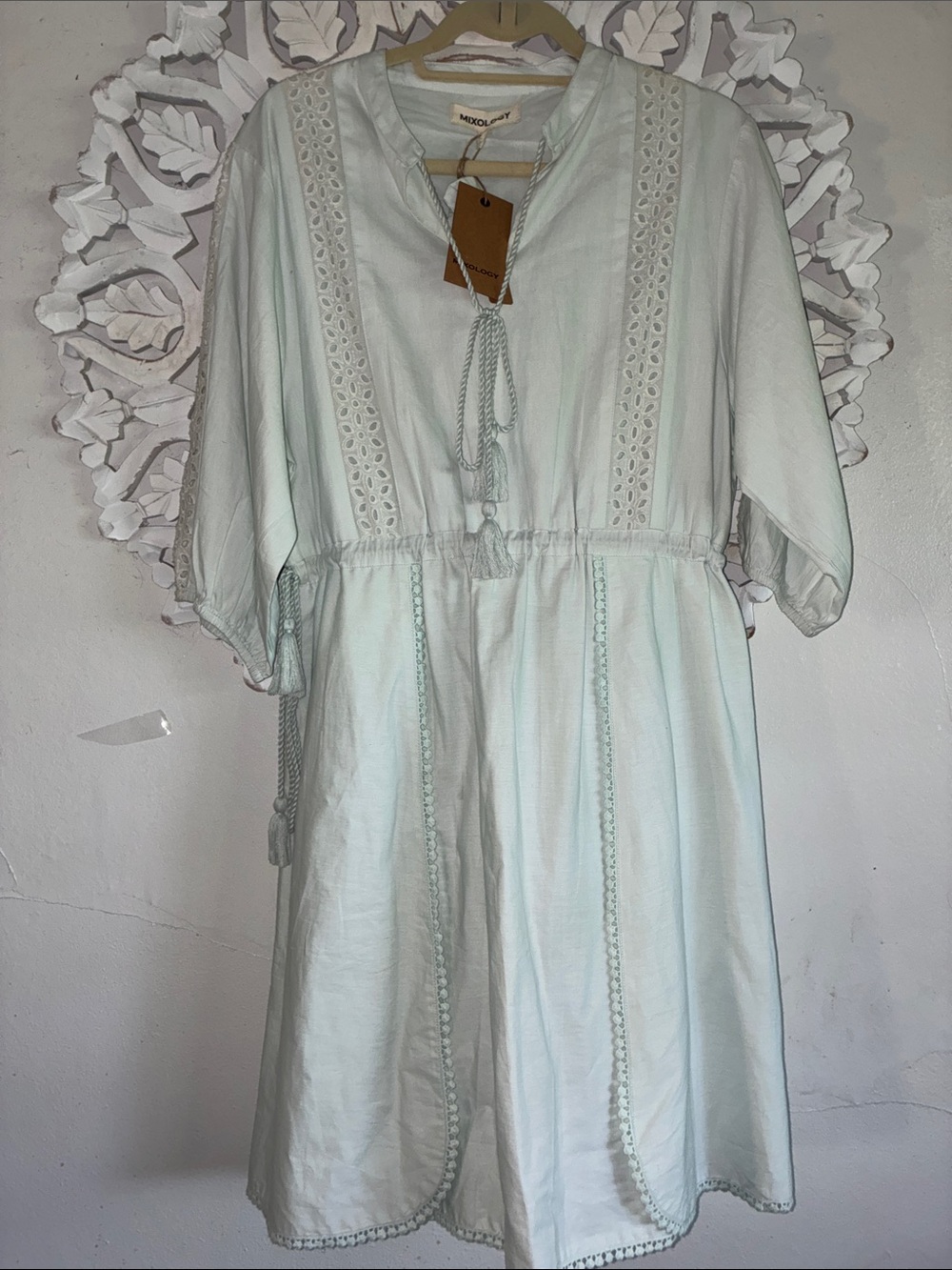 Mixology Light Blue Eyelet Midi Dress